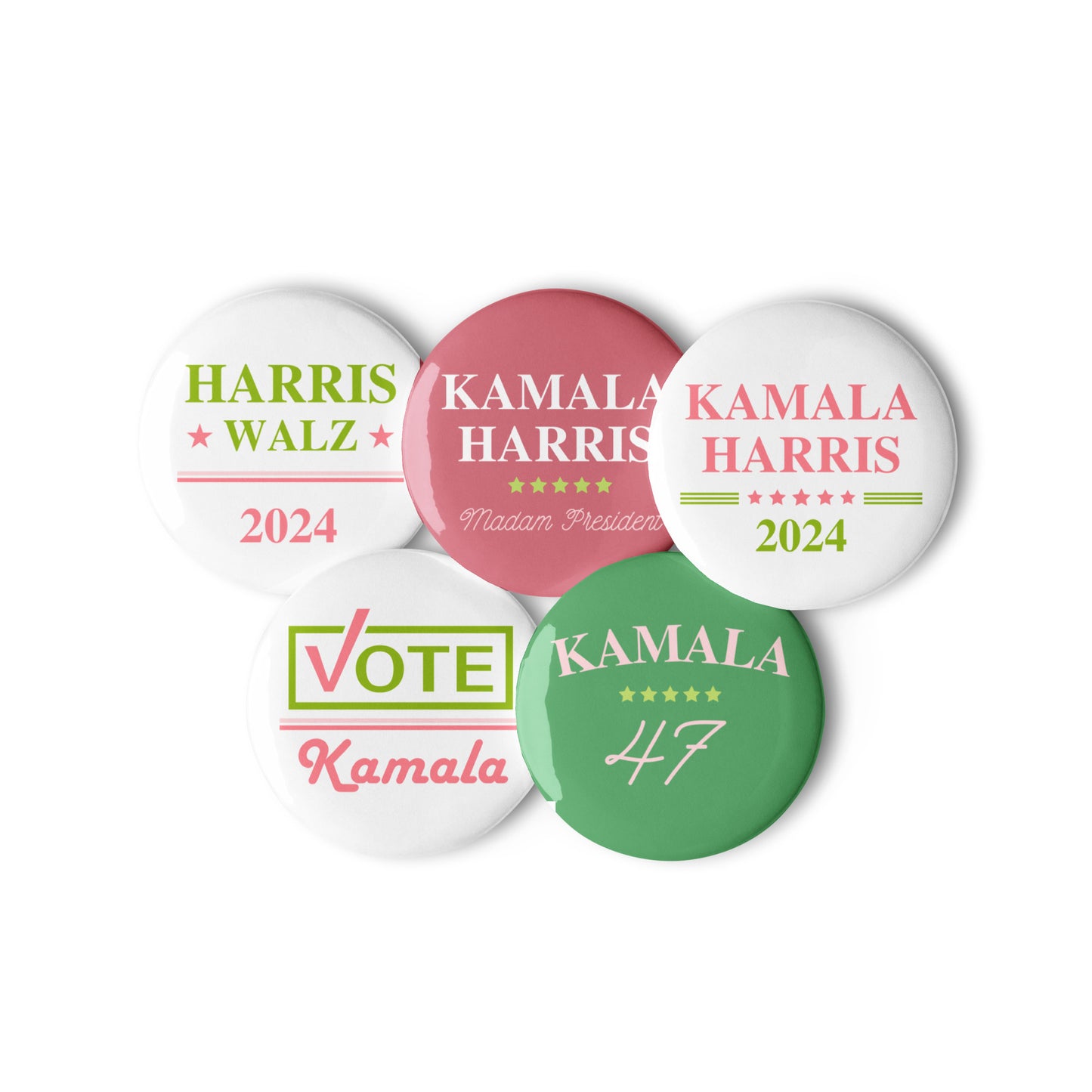 Kamala Harris Set of 5 pin Buttons Election 2024 Campaign