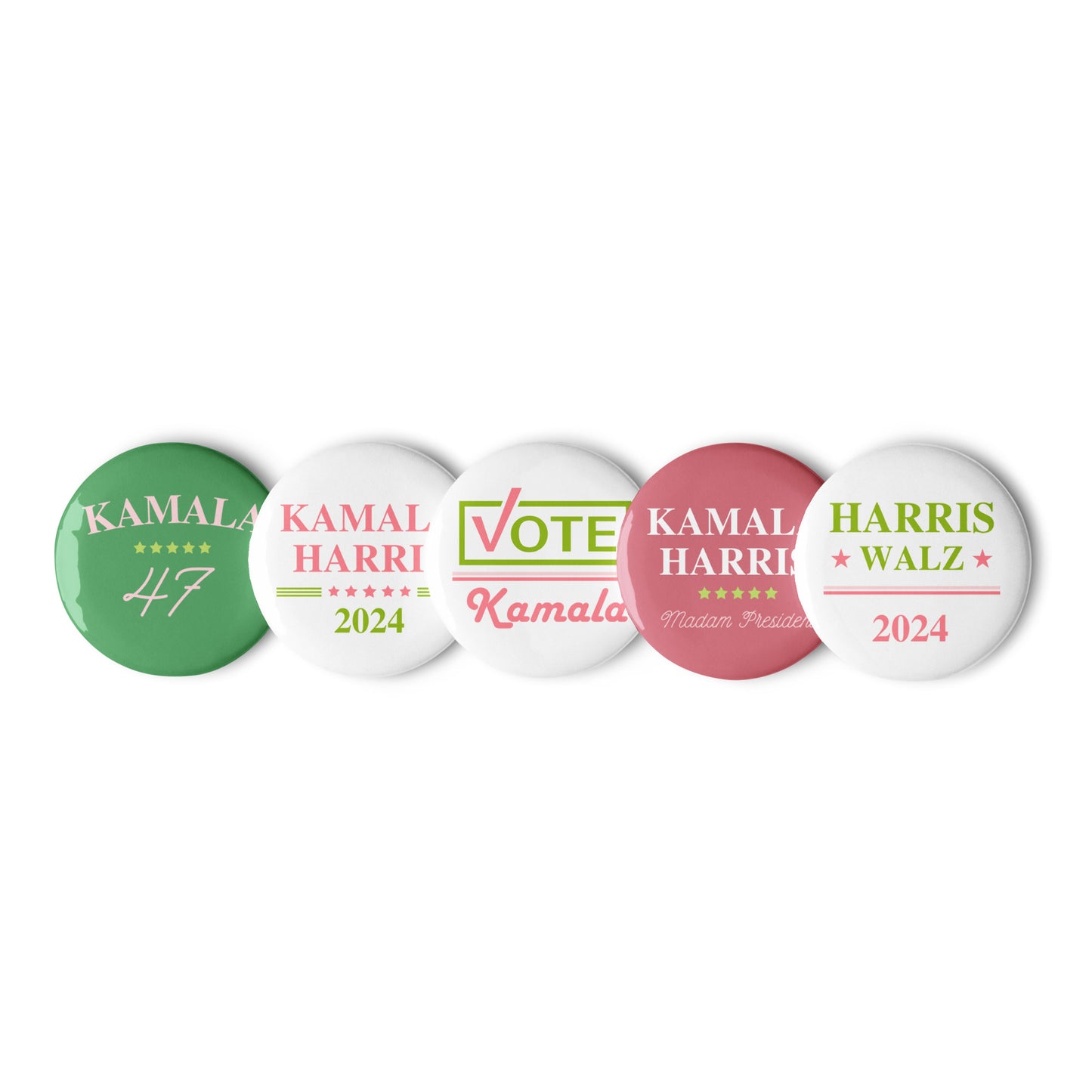 Kamala Harris Set of 5 pin Buttons Election 2024 Campaign